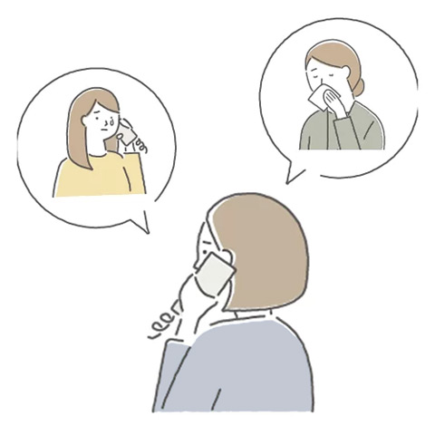 町田市家族葬 東横メモリアルに電話で二日家族葬の相談をする女性